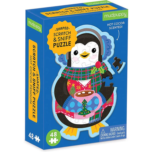 Hot Cocoa Penguin 48 Piece Scratch & Sniff Shaped Mini Puzzle - US 8809