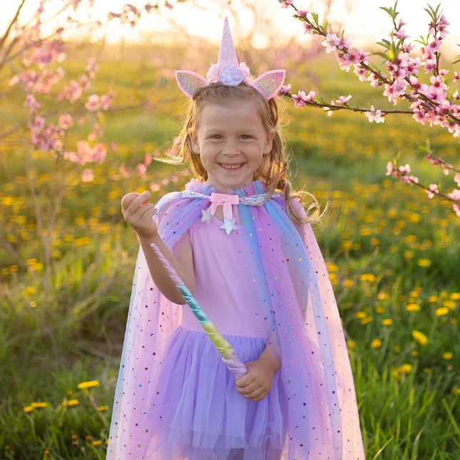 Rainbow Unicorn Cape & Headband - Size 4-6 - Best for Ages 3 to 5 - US 9701