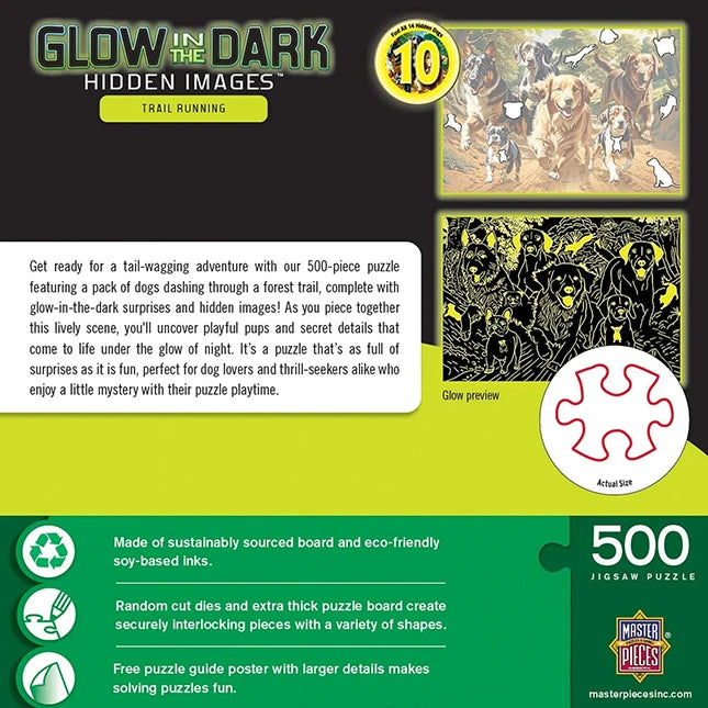 Trail Running Hidden Image Glow in the Dark - 500 pc Puzzle - - US 2904