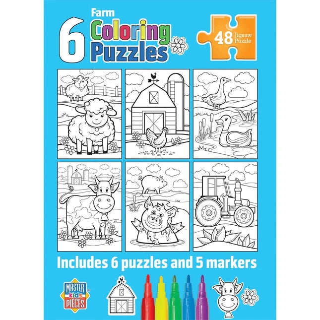 Old MacDonald's Farm 6 Pack Coloring Puzzles - Best for Ages 4 to 9 - US 9406