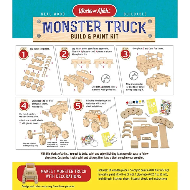 Works of Ahhh Monster Truck Build & Paint Kit - - Fat Brain Toys - US 2942