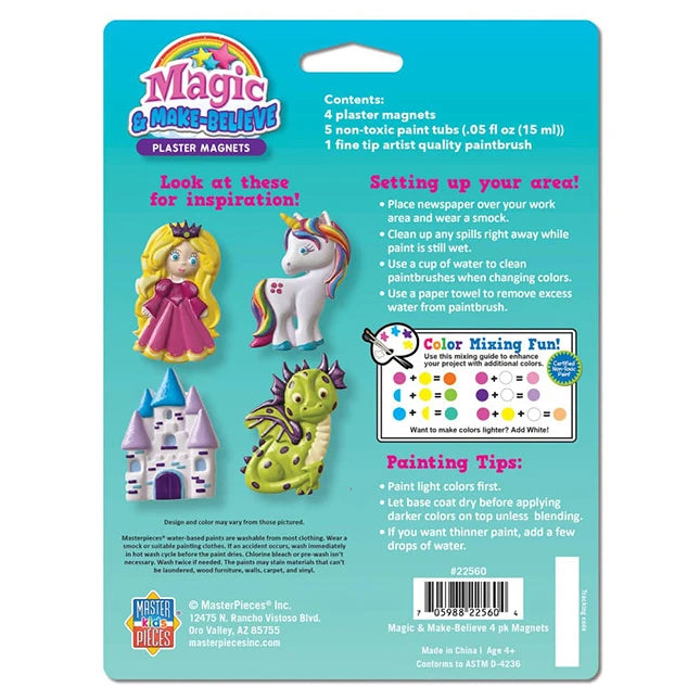 Magic & Make Believe Plaster Magnets 4 Pack - Best for Ages 4 to 10 - US 5071