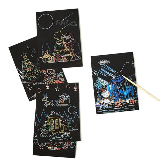 Christmas Design Scratch Art Cards - 9 pc - Best for Ages 5 to 9 - US 9797
