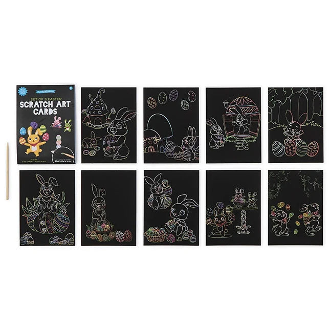 Set of 9 Easter Scratch Art Cards - Best Arts & Crafts for Ages 5 to 9 - US 2161