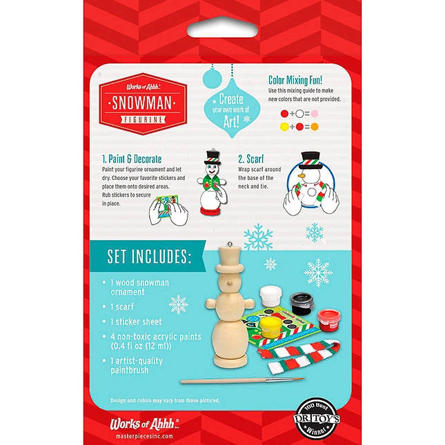Works of Ahhh Snowman Wood Paint Set - Best for Ages 4 to 9 - US 2842