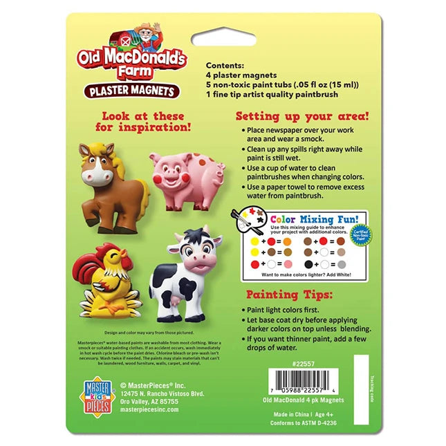 Old MacDonald's Plaster Magnets 4 Pack - Best for Ages 4 to 10 - US 3315