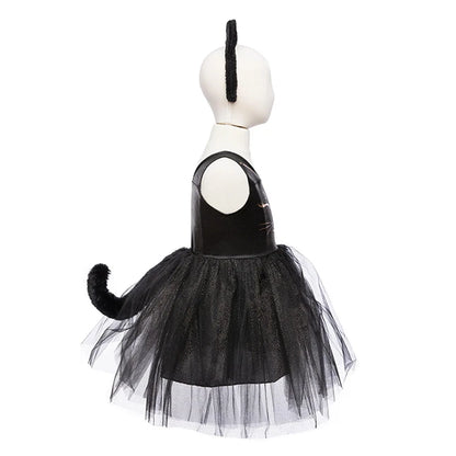 Black Cat Dress &amp; Headpiece - Size 5-6 - Best for Ages 5 to 6 - US 4206