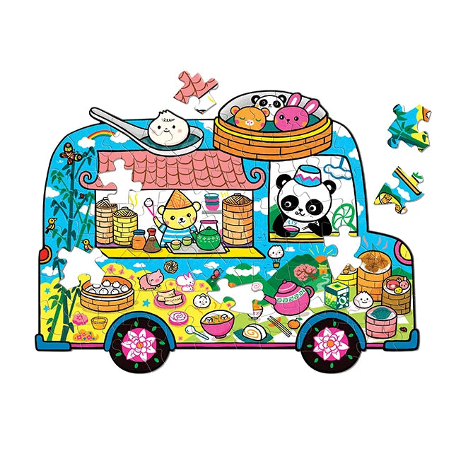 Dumpling Truck 75 Piece Shaped Scene Puzzle - Best for Ages 7 to 11 - US 1604