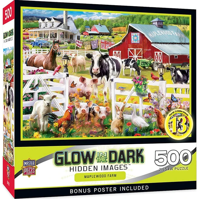 Maplewood Farm Hidden Image Glow in the Dark - 500 pc Puzzle - - US 7788