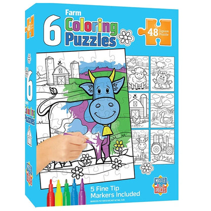 Old MacDonald's Farm 6 Pack Coloring Puzzles - Best for Ages 4 to 9 - US 9406