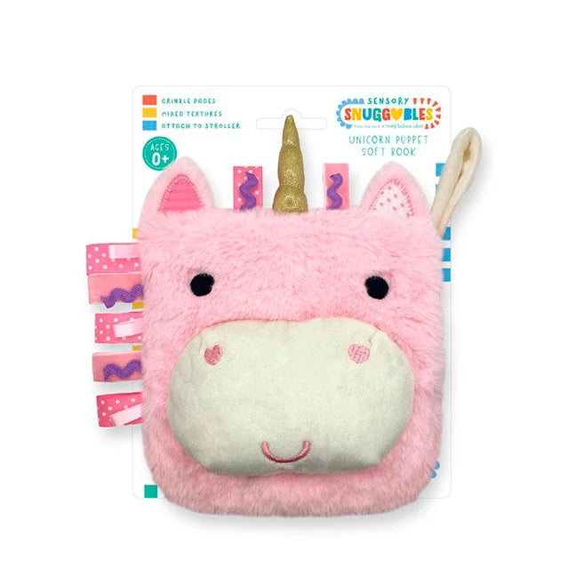 Sensory Snuggables Unicorn Puppet Soft Book - - Fat Brain Toys - US 9328