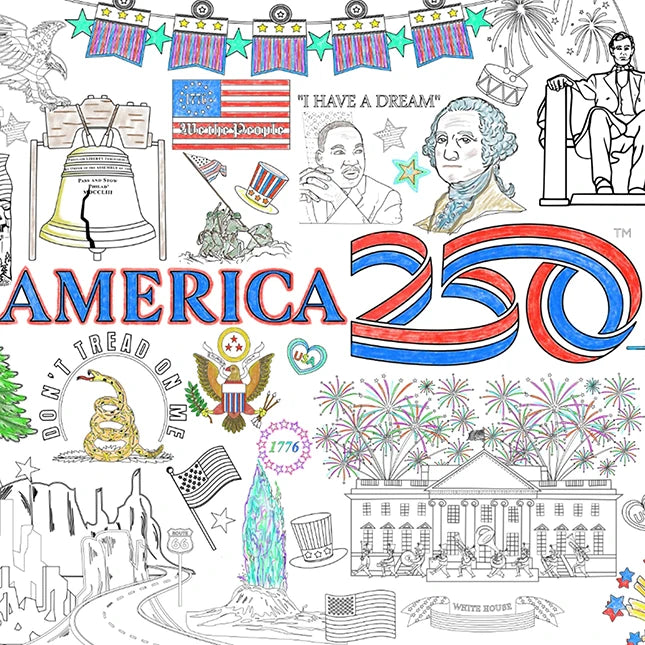 Creative Coloring Tablecloth Kit - AMERICA250 - Best for Ages 2 to 8 - US 8391